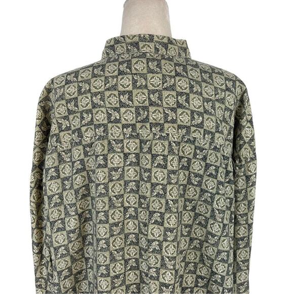 Vintage Rinnovato Geometric Abstract Print 100% Silk Oversized Shirt Size XL - Picture 10 of 12